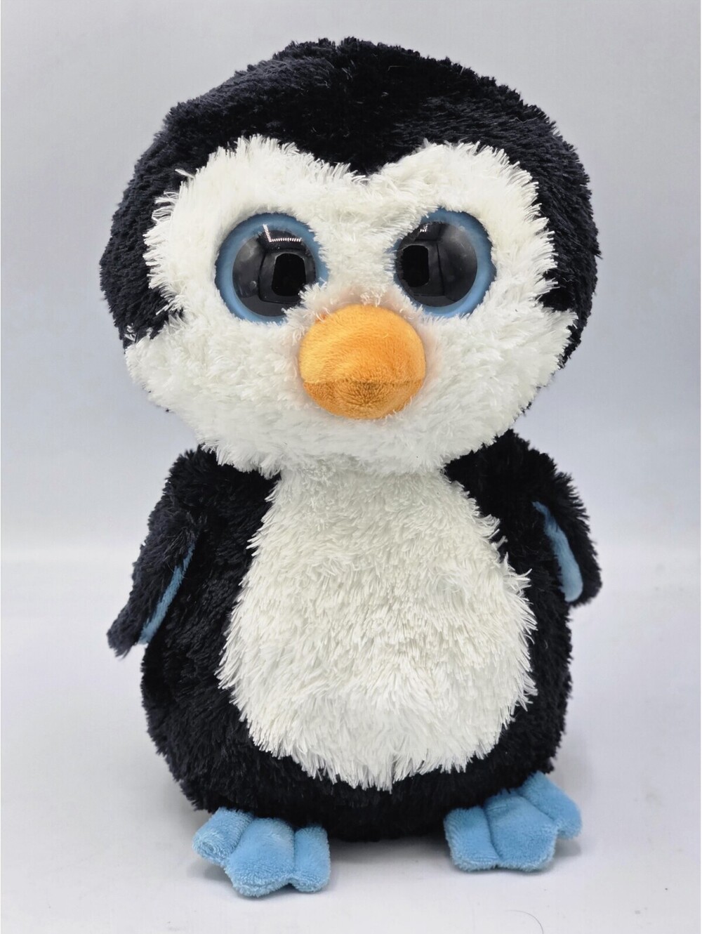 TY Beanie Boos 9" Medium Waddles Bean Plush Penguin Solid Blue Eyes 2012